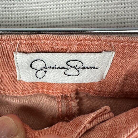 JESSICA SIMPSON WOMEN'S PINK ROLL CROP SKINNY MID RISE CASUAL STRETCH JEANS 4/27 - Picture 3 of 10